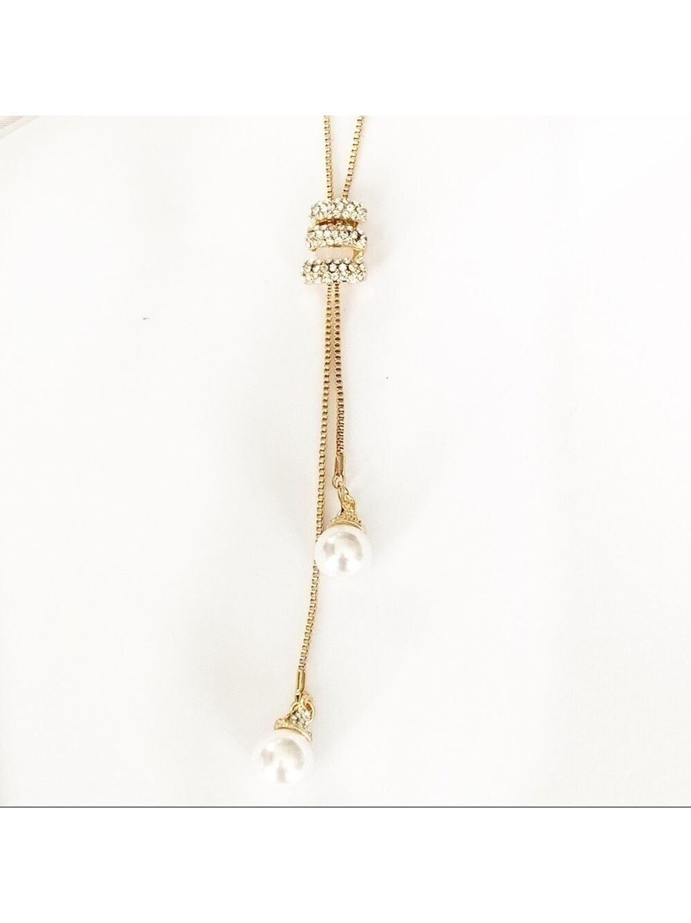 NEW-CRYSTAL Rows Movable/Adjustable/ Pearls Chain